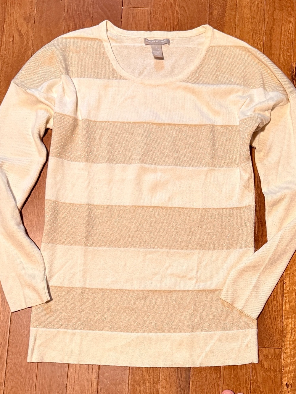 Banana Republic Cream and Beige Striped Scoopneck Sweater
